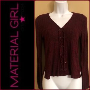 🔥EUC🔥Material Girl Lace Up Bell Sleeve Top